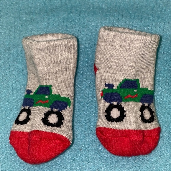 INFANT socks monster truck dump truck stripes cozy comfy 3 pair size 0-6 months - Picture 4 of 10